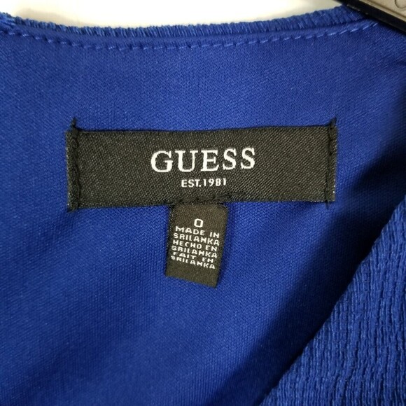 Guess Women Bodycon Dress Mini Ruched Side Short Sleeve Cobalt Blue 0 - Picture 5 of 6